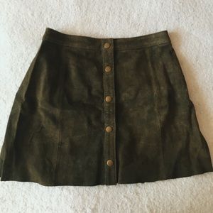 Dark Green Suede Skirt